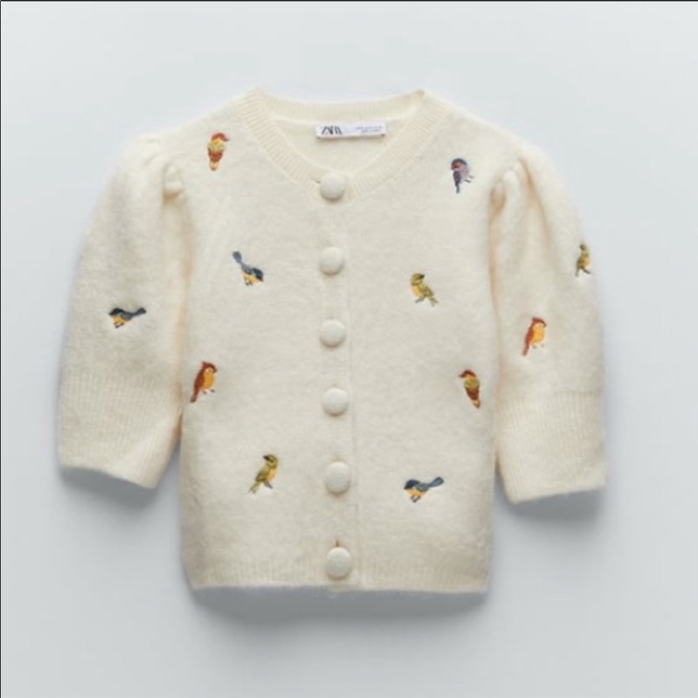 zara embroidered knit cardigan